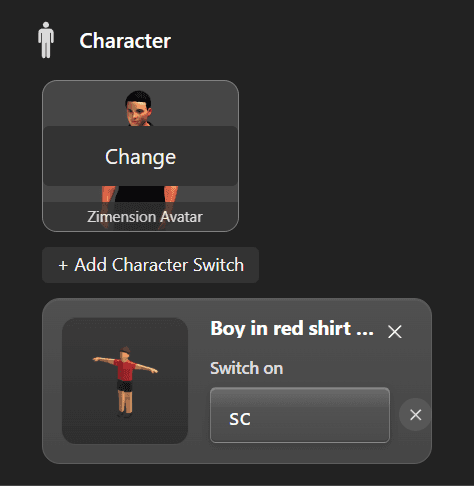 Character settings