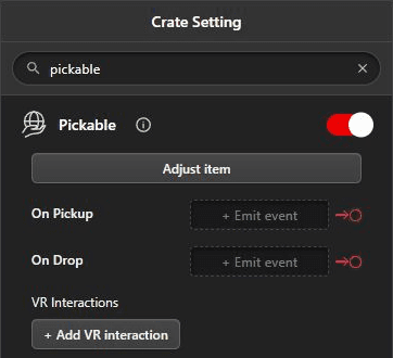 Current item Pickable settings