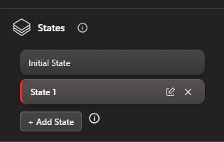 Current item States settings with Initial State, State 1, and Add State