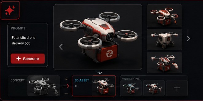AI-assisted text-to-3D asset generation